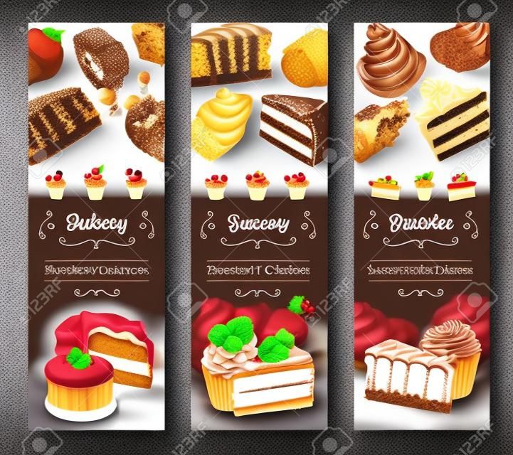 Banner di dolci torta per pasticceria e pasticceria