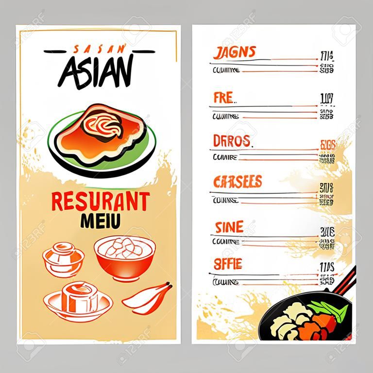 Modelo de menu de restaurante de cozinha asiática.