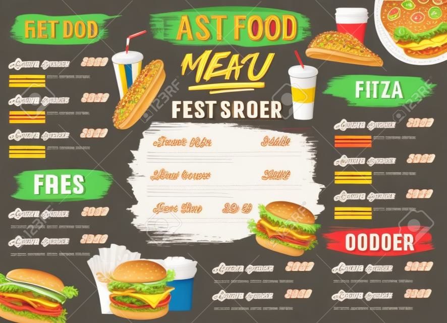 Fast food restaurant vector menu schets template