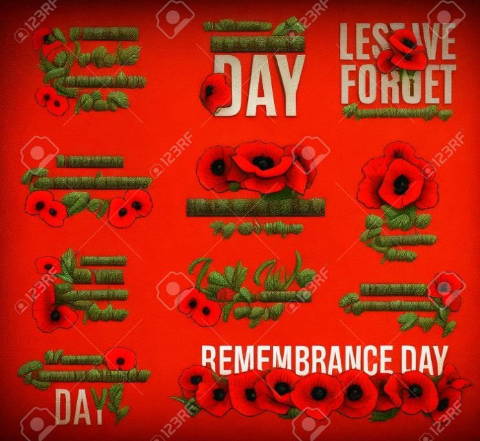 Remembrance Day red poppy flower icon design