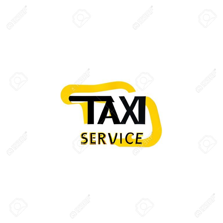Taxi wektor znak. Godło żółte taksówki nowoczesne wektor. Odznaka wektor biznes taksówką. Kreatywny projekt brandingu usług taksówkowych. Kolory czarny i żółty wektor znak, na białym tle
