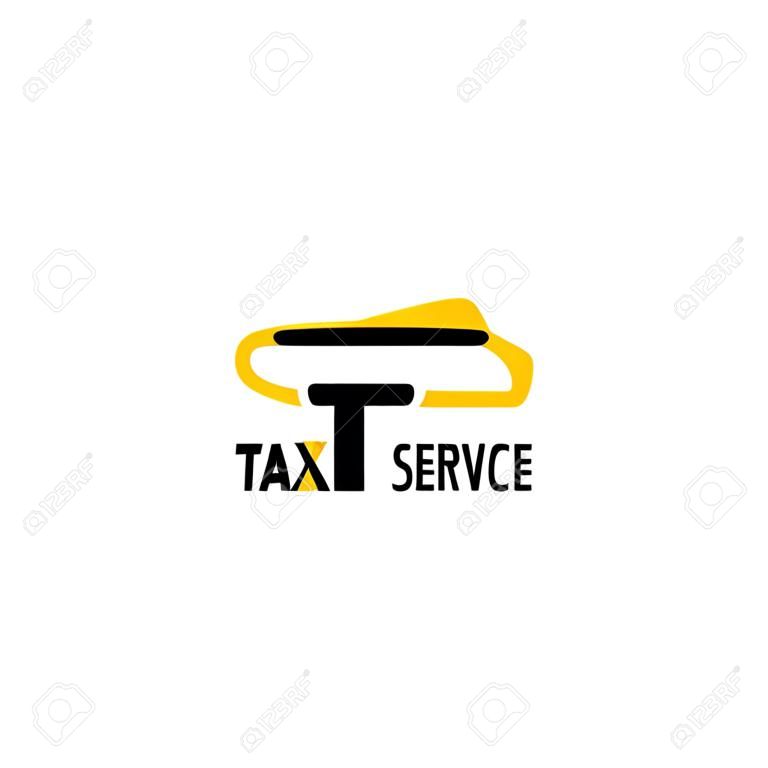 Signo de vector de servicio de taxi. Emblema amarillo moderno del taxi del vector. Insignia de vector de negocio de taxi. Diseño creativo para la marca del servicio de taxi. Signo de vector de colores negro y amarillo, aislado en blanco