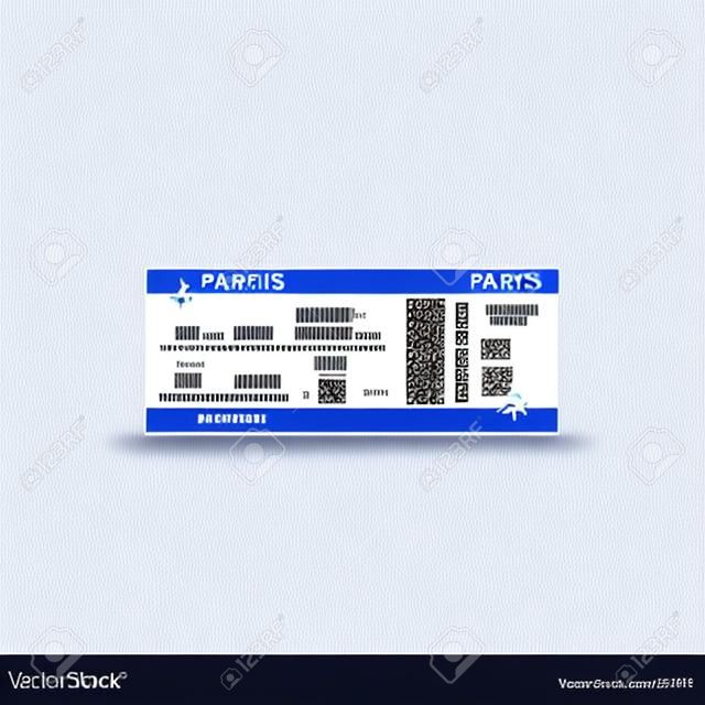 Ticket from Paris to Los Angeles isolated boarding pass. Vector checkin on airplane, travel document