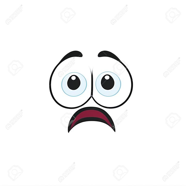 Emoji with shocked facial expression isolated face with eyes in different sides. Vector scared or surprised smiley, terrified or frightened emoticon. Afraid emoji with big pop-eyes, cartoon character
