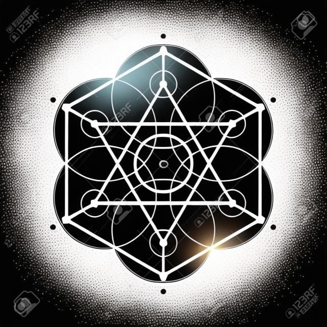 Bohemian esoteric symmetrical sign, mystical sacred geometric shape. Vector mystical tribal alchemy sacred sign, boho tattoo design element