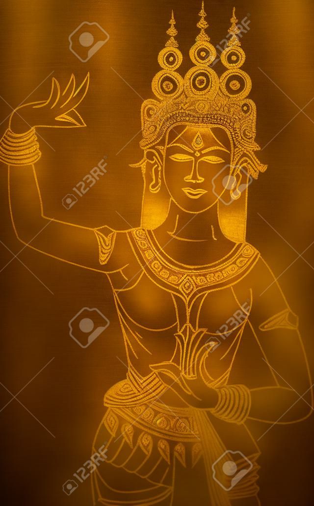"Golden Apsara", a Khmer Apsara of Angkor Wat temple in Siem Reap province, Cambodia. It’s the world