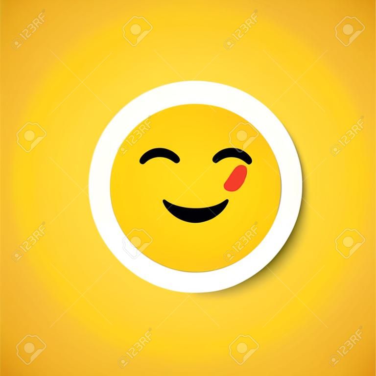 Yellow cute emoticon sticker, vector illustration