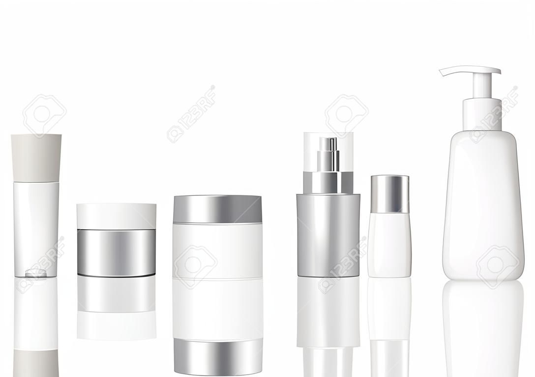 Cosmetic Package Mockup Siver and White set