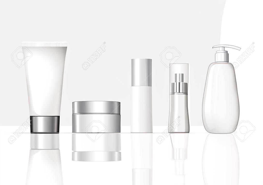 Cosmetic Package Mockup Siver and White set