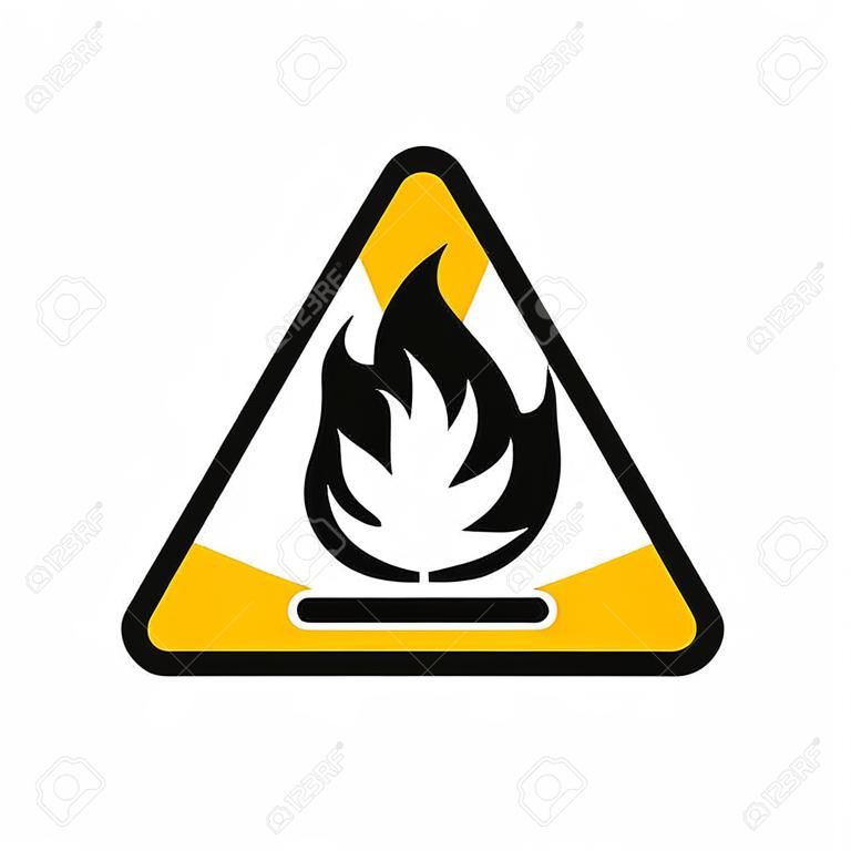 Cuidado com o símbolo de gás inflamável isolado no fundo branco, ilustração do vetor