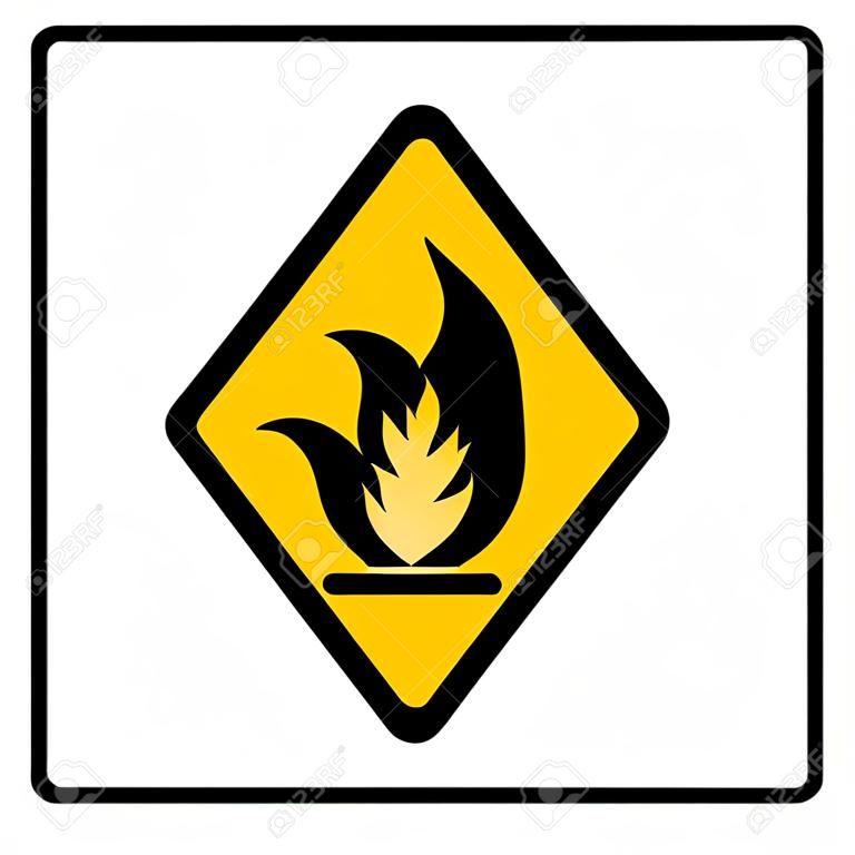 Cuidado com o símbolo de gás inflamável isolado no fundo branco, ilustração do vetor