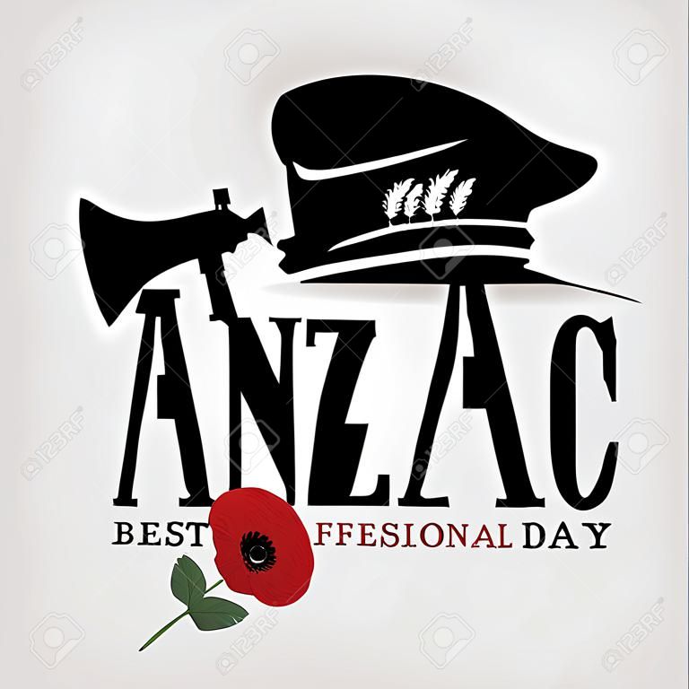 Anzac day background with flower, vector illustration.