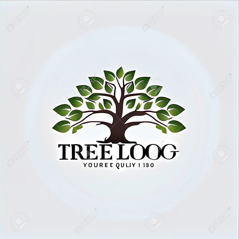Stylish Tree Logo Design Template. Creative Concept Silhouette Tree Logo Vector.