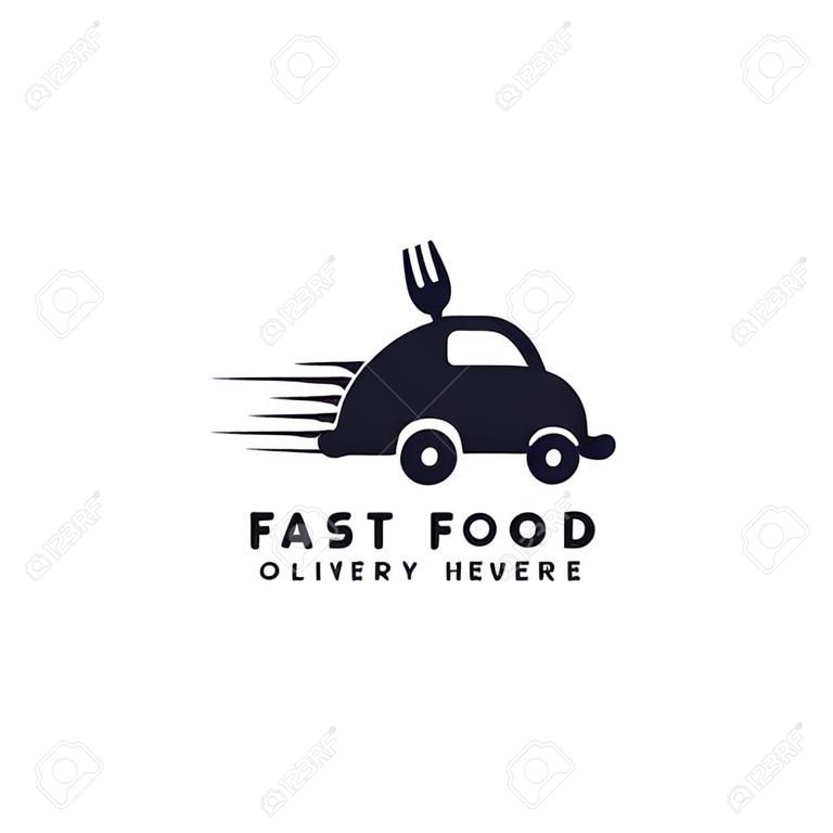 Vettore di logo di consegna di fast food per affari/società. Progettazione moderna del modello di logo del servizio di consegna.