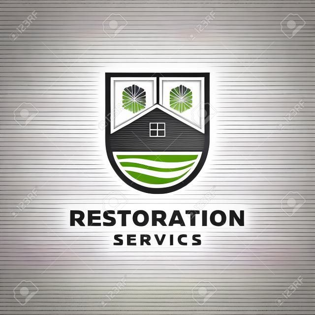 Building Restoration Services Logo Template Design. Vector illustration