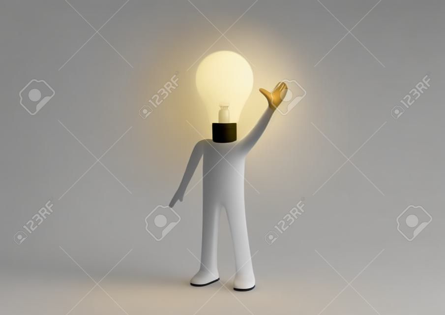 I have an idea - lampy man (3d isolated characters on white background series)