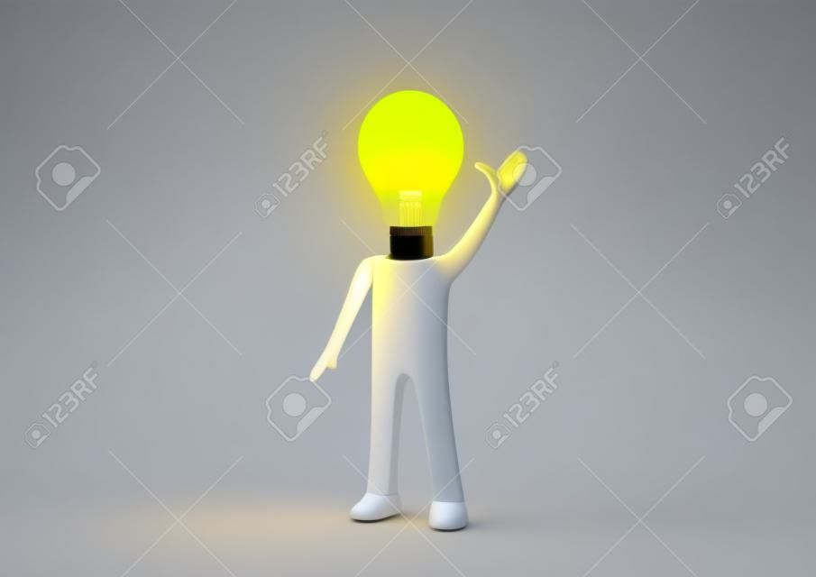 I have an idea - lampy man (3d isolated characters on white background series)