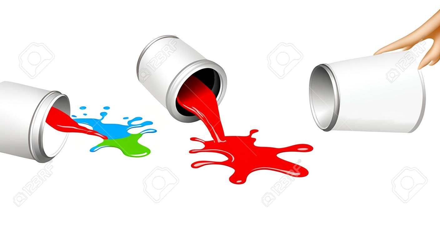 pouring paint from jar. Concept of stylish colorful design.