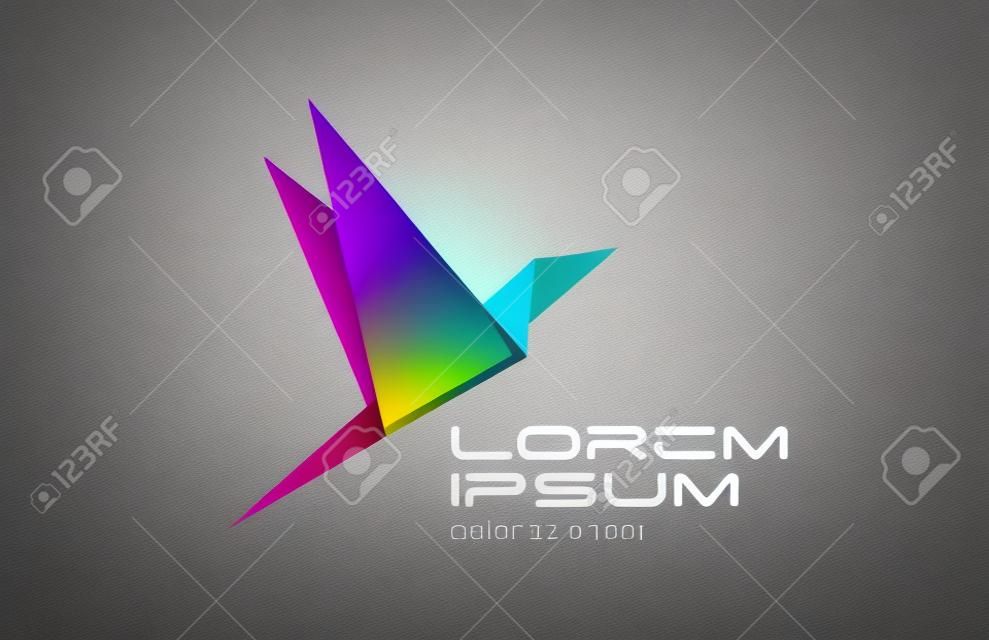 Ptak Origami Streszczenie ikona logo.