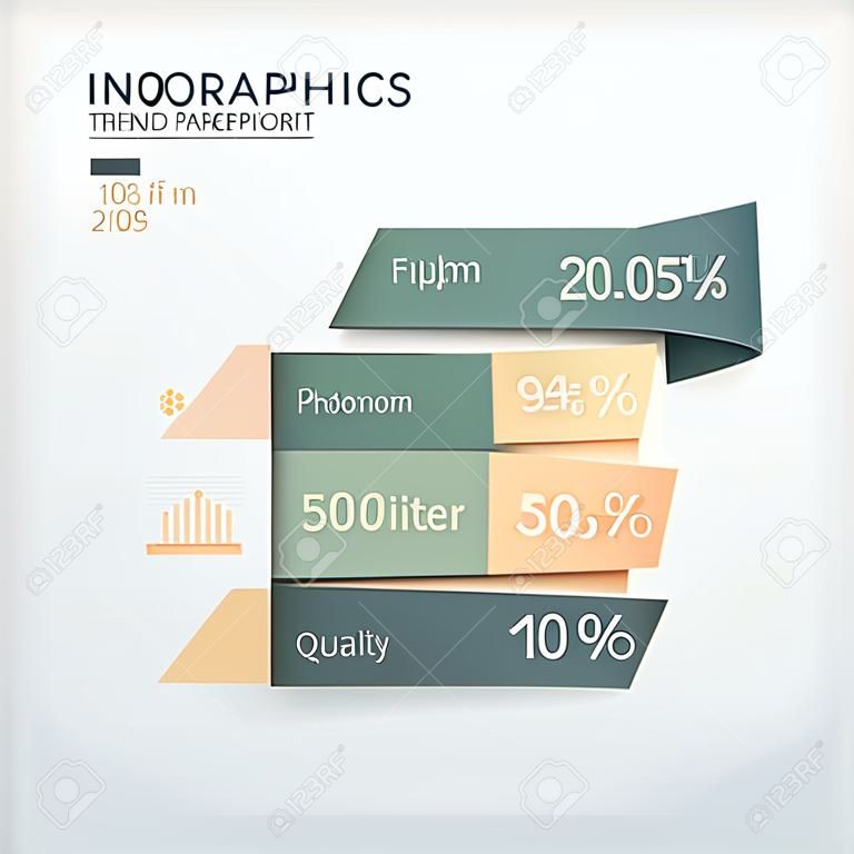 Infographics vector design template  Creative trendy ribbon flat paper style  Useful for annual, business and finance report 