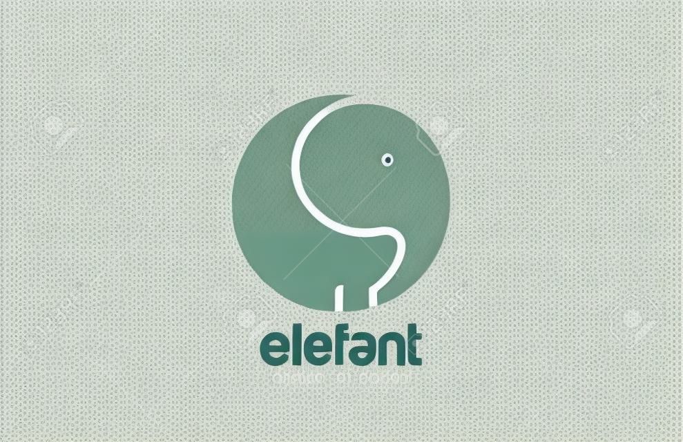 Słoń koło logo szablon projektu wektorowych. Zoo Logotyp śmieszne ikony.