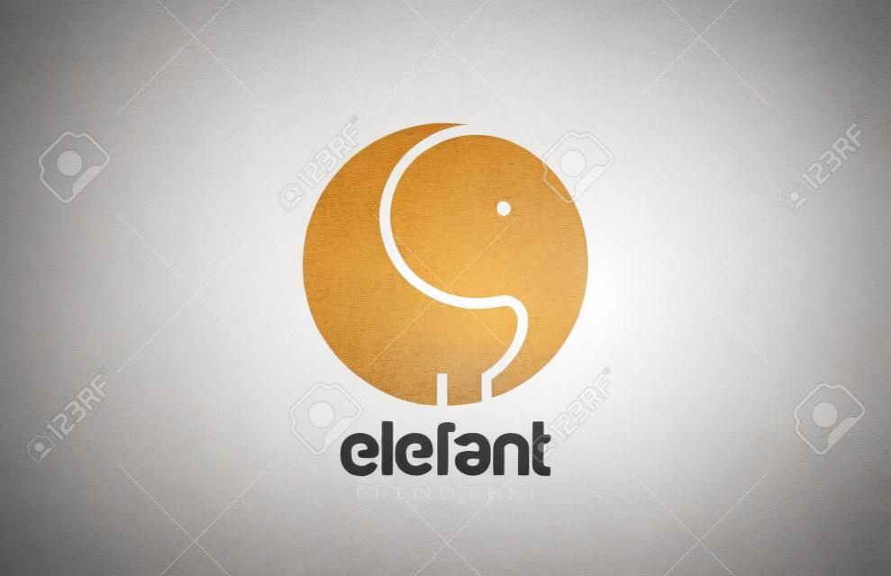 코끼리 로고 서클 디자인 벡터 템플릿입니다. 동물원 로고 재미 아이콘입니다.