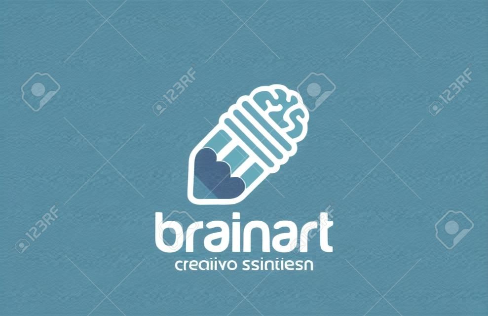 Мозг Карандаш Дизайн логотипа шаблон вектор. Творческие идеи значок символа. Логотип для студии дизайна, мозговой штурм, агентство, художника-дизайнера.