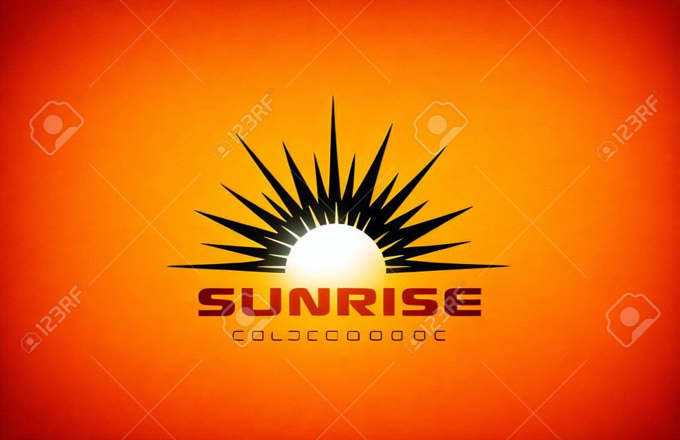 Sun Logo Vintage vierkante vorm design vector template. Zonsopkomst met stralen Logotype abstract sunset concept pictogram.
