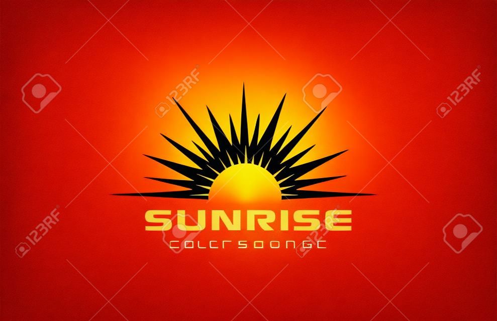Logo Słońce Vintage kwadratowy kształt szablon wektora projektu. Sunrise z promieni Logotype abstrakcyjna koncepcji wygaśnięcia ikonę.