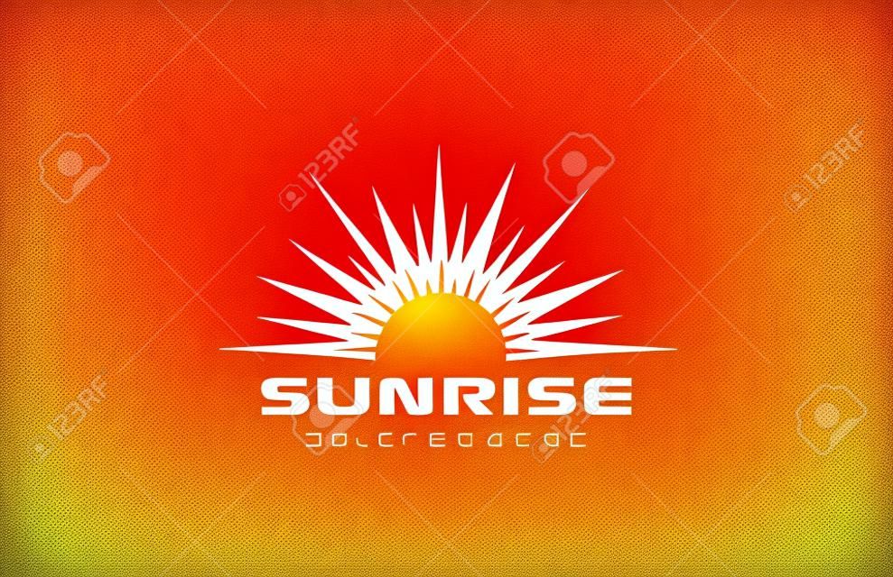 Sun Logo Vintage vierkante vorm design vector template. Zonsopkomst met stralen Logotype abstract sunset concept pictogram.