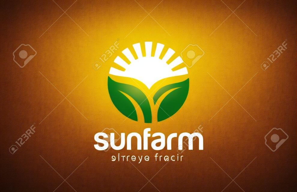 工場ロゴ ファーム サークル形状設計上の太陽はベクトル テンプレートです。
新鮮なエコ食品ロゴのコンセプト。ファーム製品ショップ アイコン。
