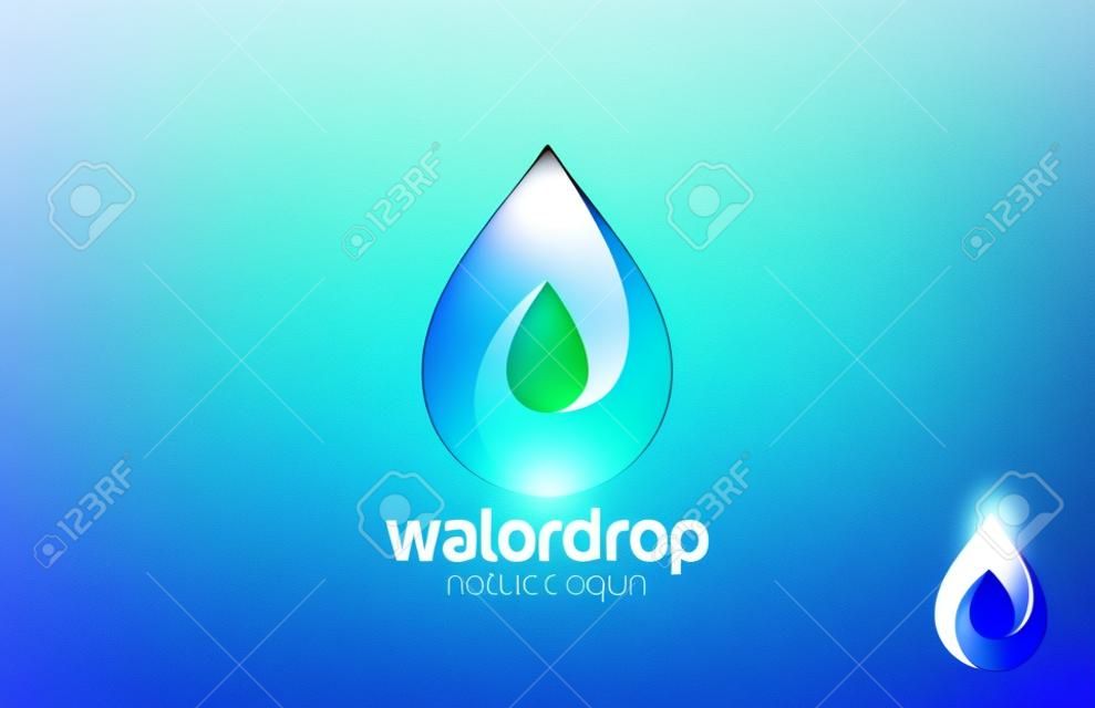Logo Water drop soyut tasarım vektör şablonu. Waterdrop Logotype. Infinity döngü Aqua kavramı. Sonsuz şekil damlacık simgesini döngüye.