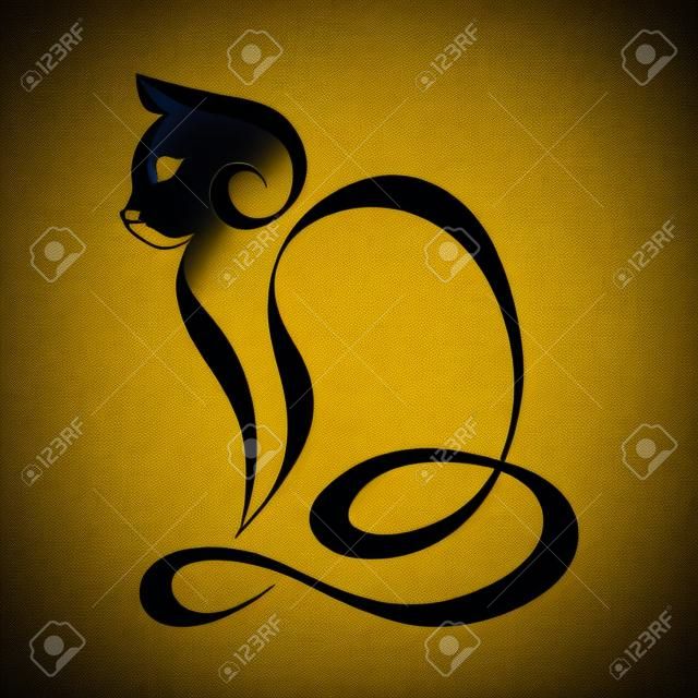 Macska sziluettje logó.Continuált vonal