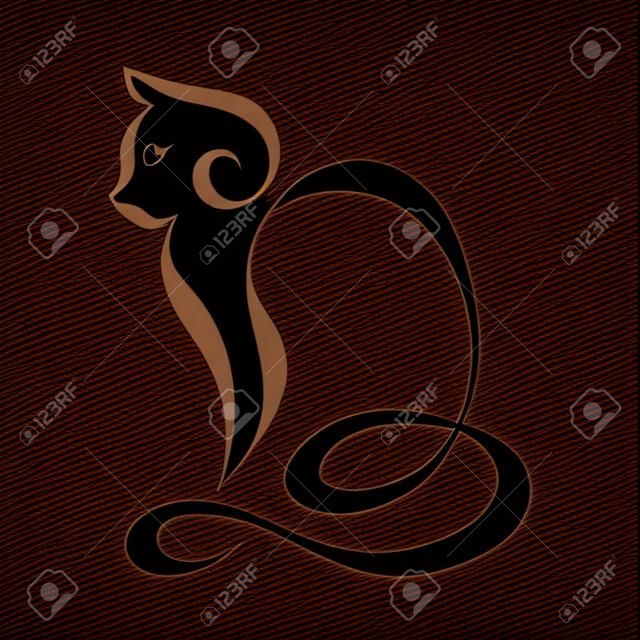 Logotipo de la silueta del gato. Línea continua