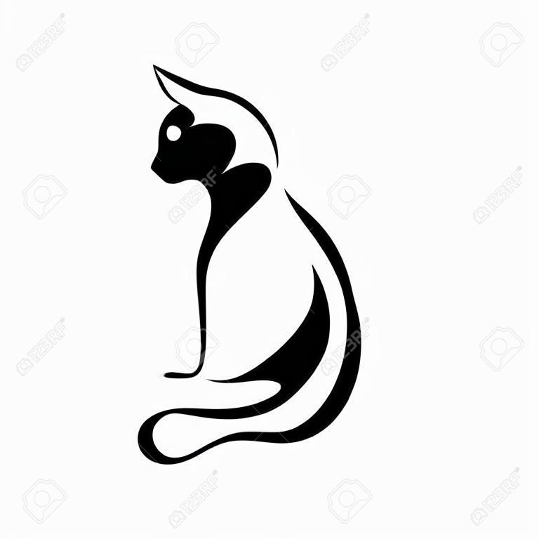 Macska sziluettje logó.Continuált vonal