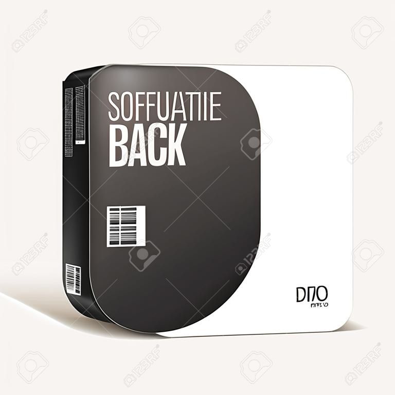 Современные Черный Пакет программного обеспечения окно с закругленными углами с DVD или CD диск для вашего продукта Вектор EPS10