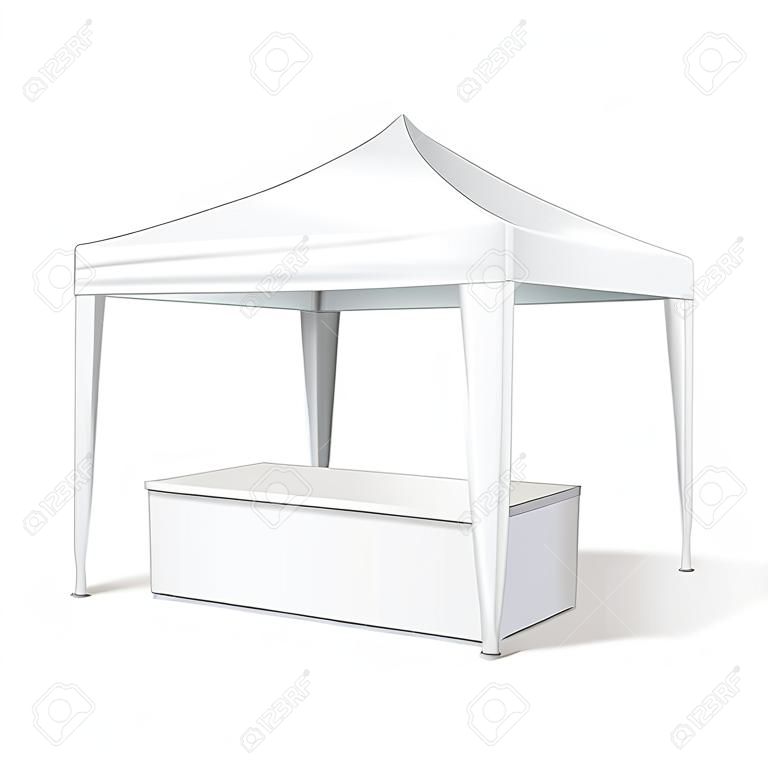Promocyjna impreza firmowa na świeżym powietrzu Show Show Pop-up Tent Mobile Marquee. Mock Up, szablon. Ilustracja Samodzielnie Na Białym Tle.