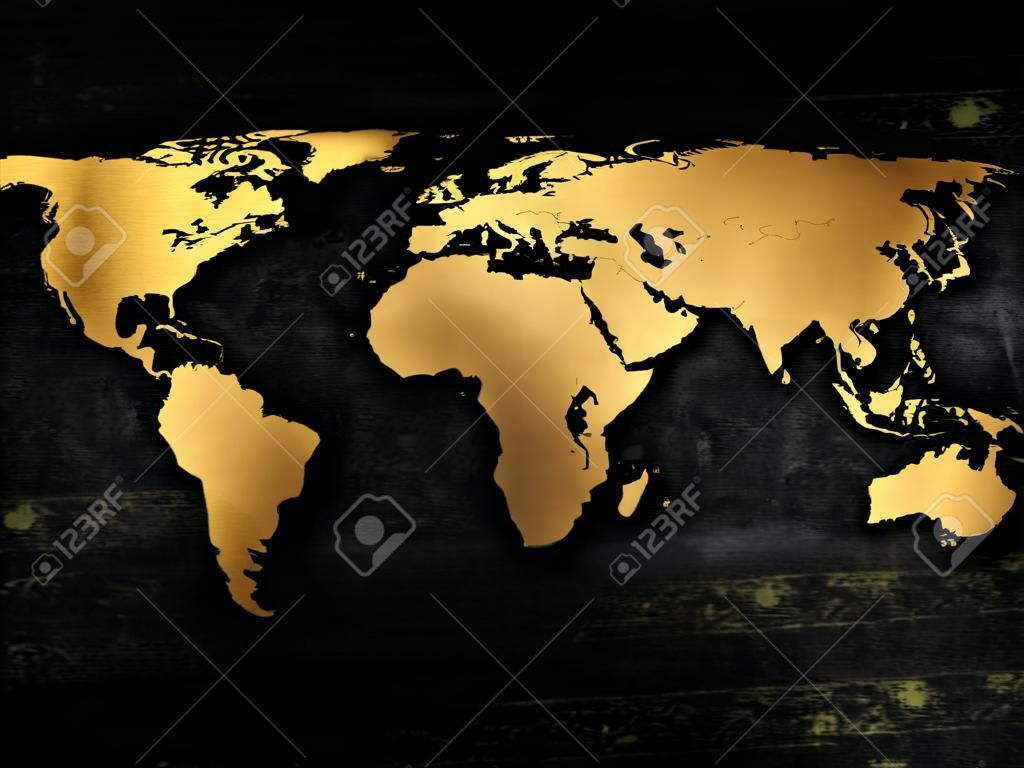 Золотая Карта мира в стиле гранж