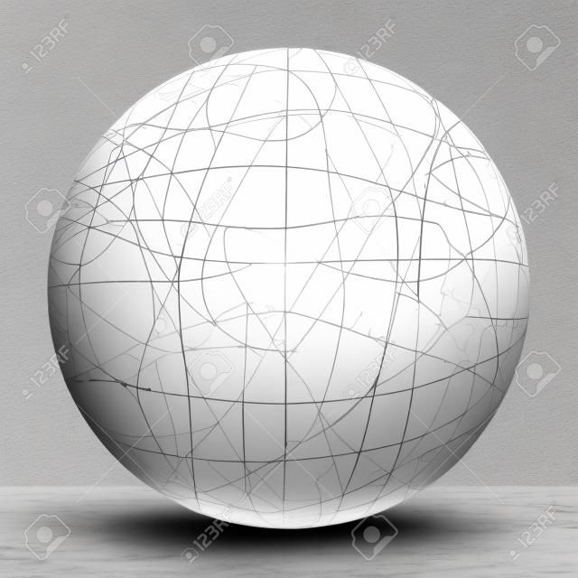 Mathematical formulary imprints on white Sphere. 