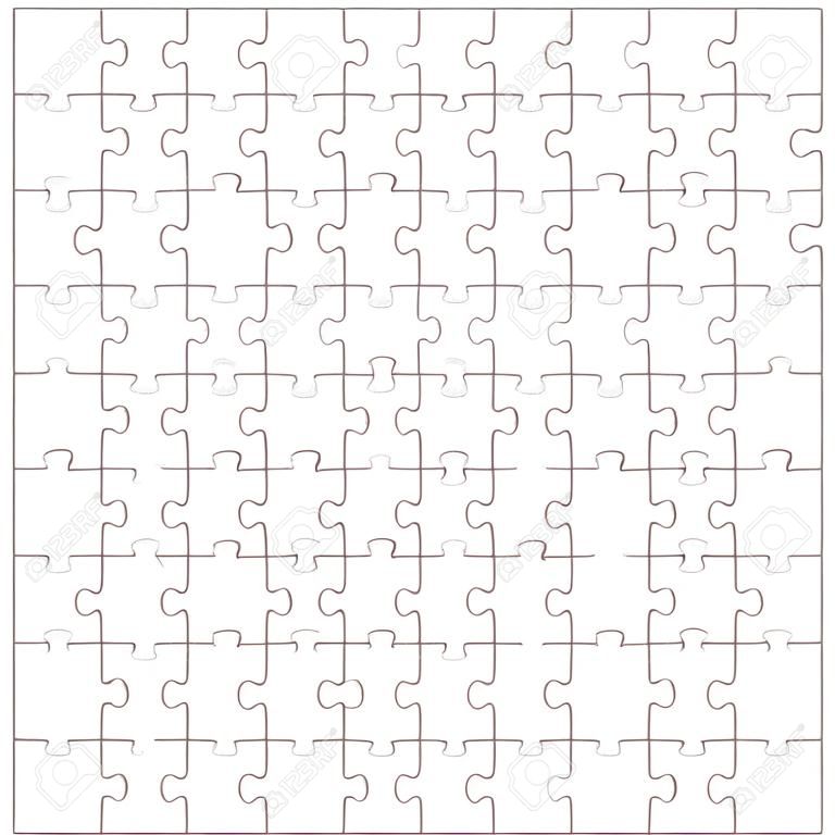 25 Puzzle Blanco piezas dispuestas en un cuadrado - rompecabezas - ilustración vectorial