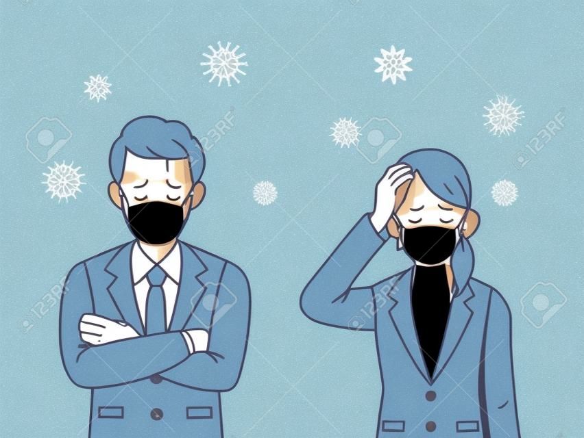 It is an illustration of a Adults having a cold.