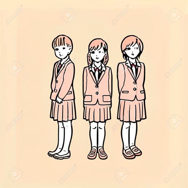 It is an illustration of a School student  girls.