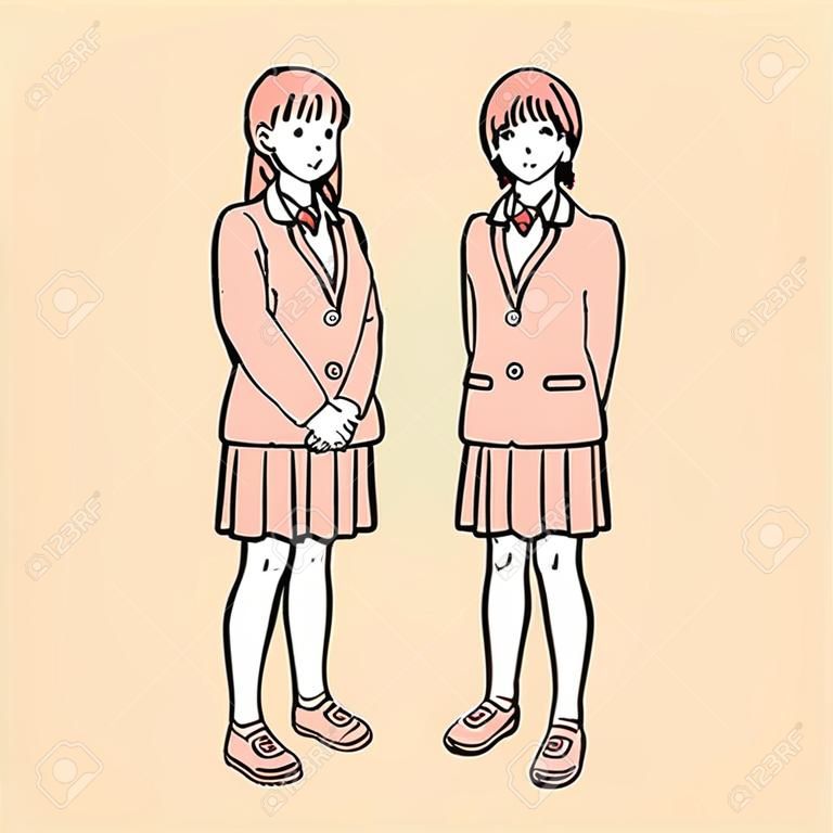 It is an illustration of a School student  girls.