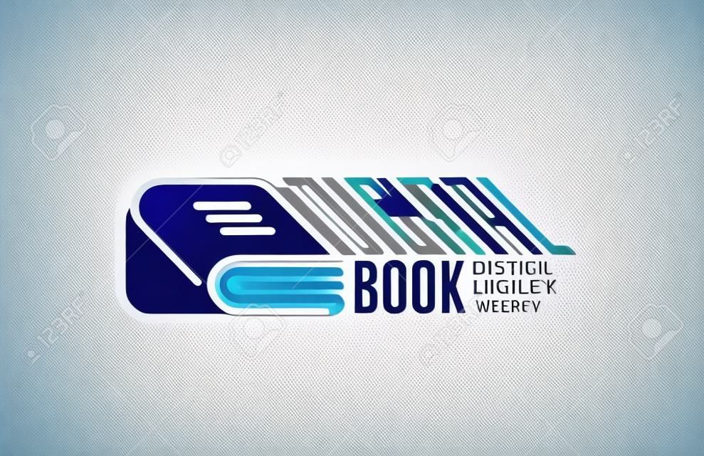Cyfrowe logo książki projekt wektor szablon liniowy styl. Web Network Library Logotyp koncepcja technologii ikona konturu