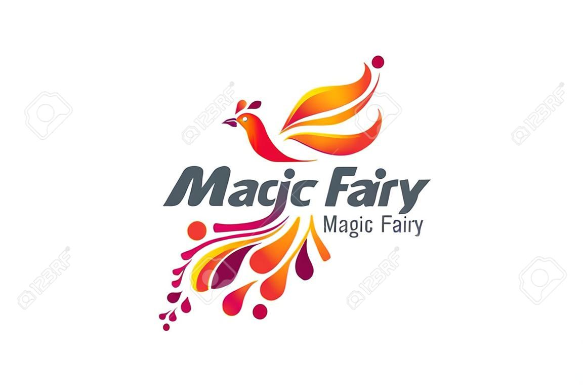 Magic Fairy Bird Abstract Logo design vector template.
Flying Phoenix creative Logotype icon.