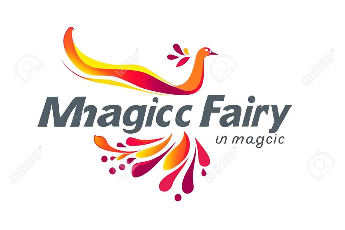 Magie-Fee-Vogel-abstrakte Logo-Design-Vektor-Vorlage. Fliegen Phoenix kreative Logotype-Symbol.