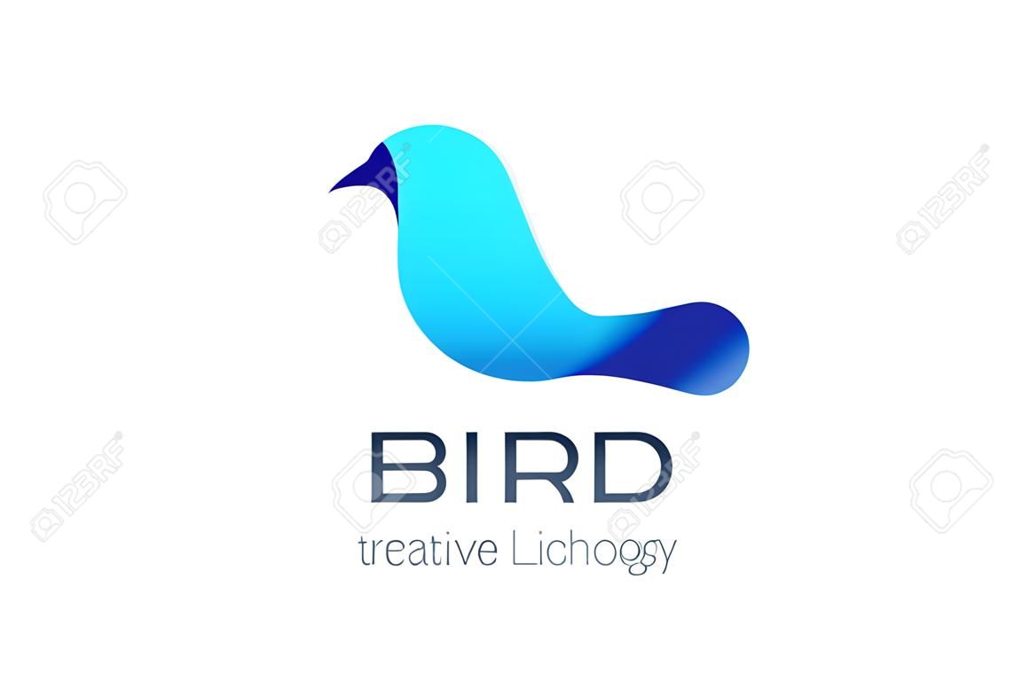 Modello astratto di vettore di progettazione di logo dell'uccello. Icona di simbolo di concetto di tecnologia aziendale business creativo colomba Logotype.