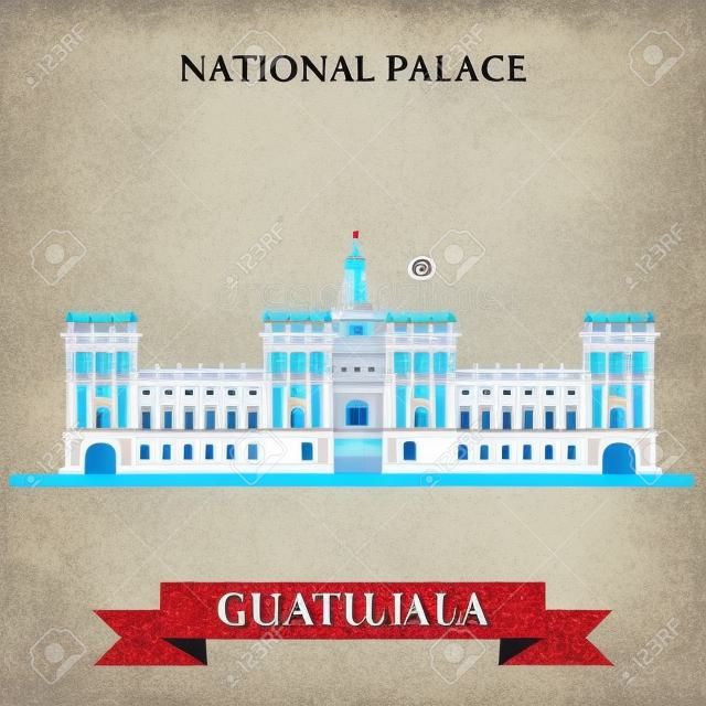 National Palace of Culture in Guatemala. Flat cartoon style historic sight showplace attraction web site vector illustration. World countries cities vacation travel sightseeing Amarica collection.