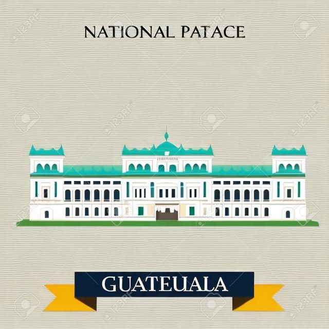 National Palace of Culture in Guatemala. Flat cartoon style historic sight showplace attraction web site vector illustration. World countries cities vacation travel sightseeing Amarica collection.