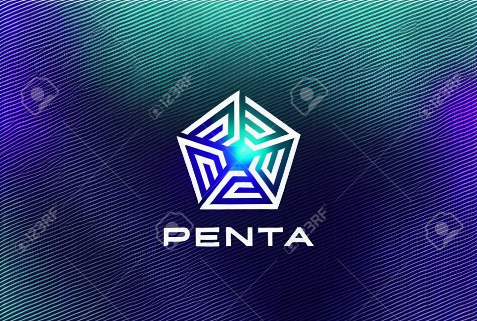estilo lineal plantilla de diseño vectorial del logotipo de la estrella del Pentágono. icono el concepto de infinito bucle Laberinto de logo